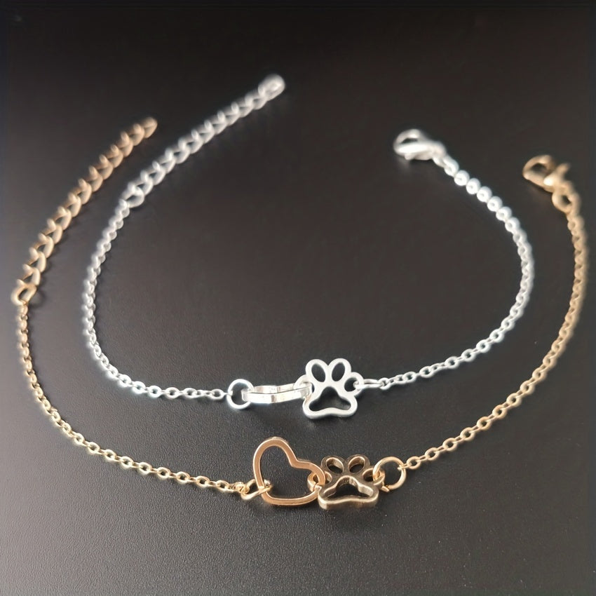 Women's Heart Cat Claw Print Bracelet