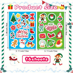 Christmas Sticker Pack Non-Repeating Holiday Designs Self-Adhesive Decals