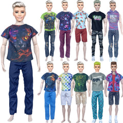 6pcs Set Male Doll Clothes Tops Pants Easy to Put on Durable 11.8 Inch Dolls