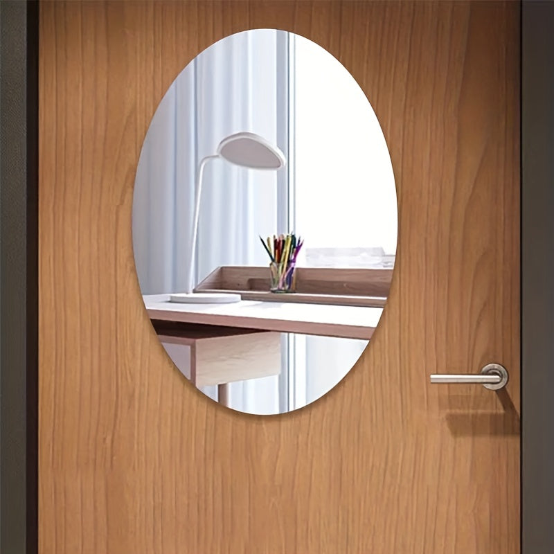 Oval Mirror Sticker Acrylic Wall Mounted HD Bathroom Decor