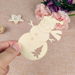 10pcs Snowman Wooden DIY Ornaments with Ropes - Christmas Decorations