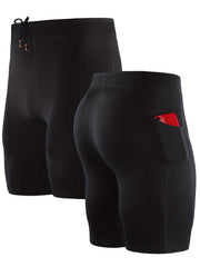 Men's Compression Shorts With Pocket Active Quick Dry Base Layer Shorts