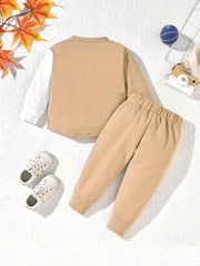 Baby Boys Contrast Outfit Long Sleeve Sweatshirt Trousers 2pcs Set