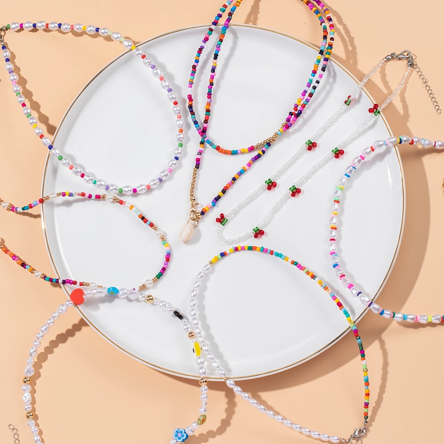 Colorful Beaded Necklace Boho Style Jewelry Decor 1 Pc