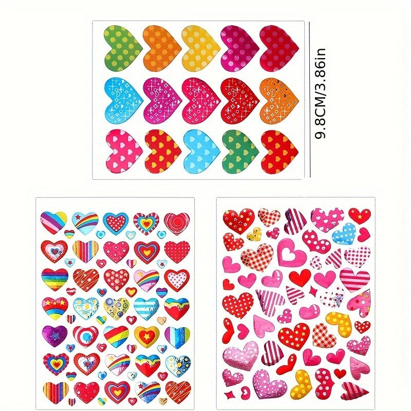 12pcs Heart Stickers Colorful Love Decals for Scrapbooking & Crafts