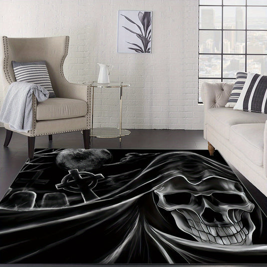 Halloween Skull Area Rug Anti Slip Washable Crown Home Bedroom