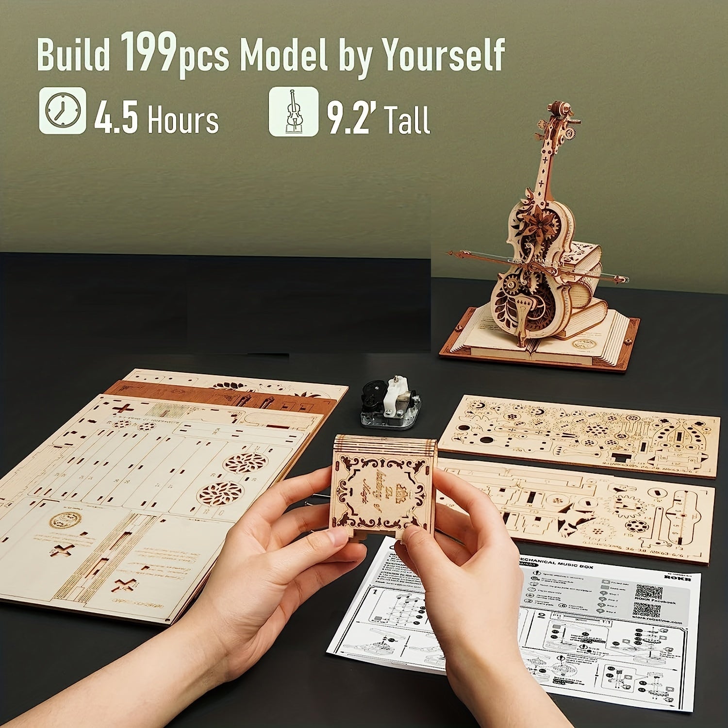 3D Wooden Cello Model Kit: Perfect Gift For Adults
