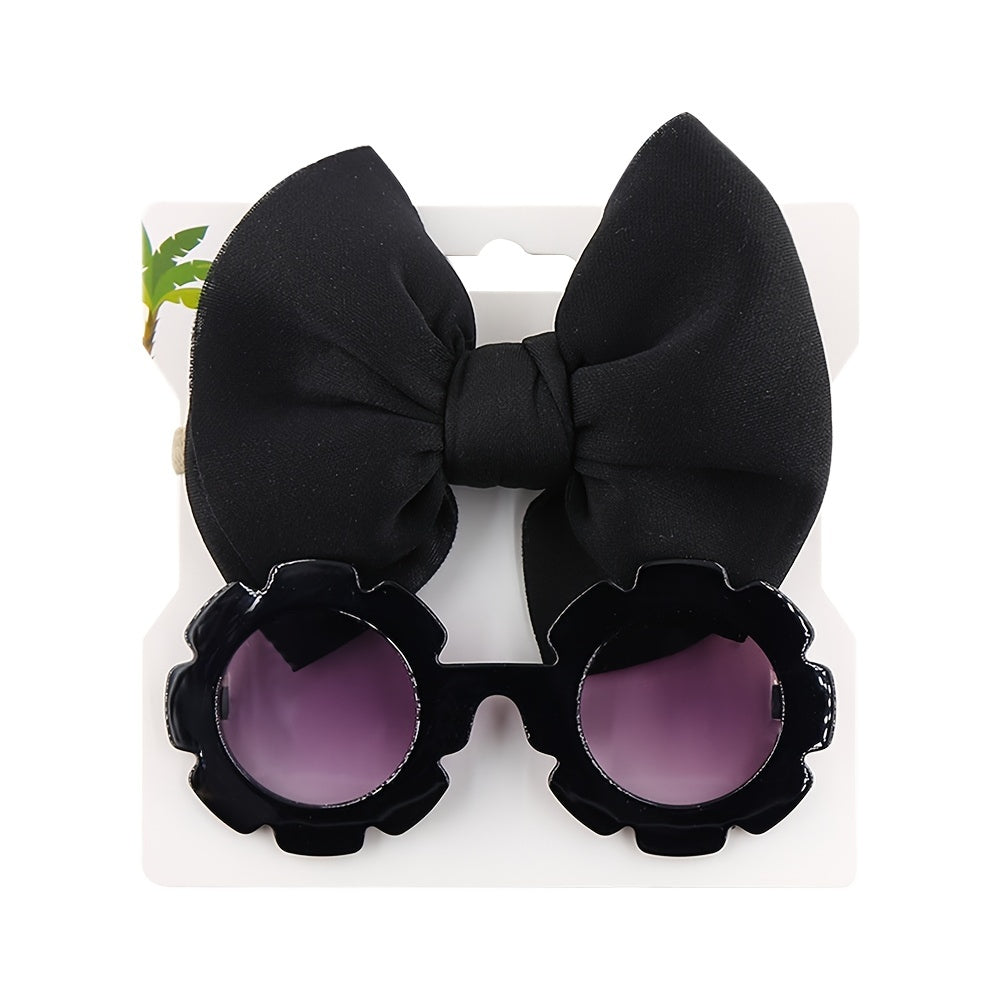 Summer Sunglasses & Bow Headband Set for Outdoor Style