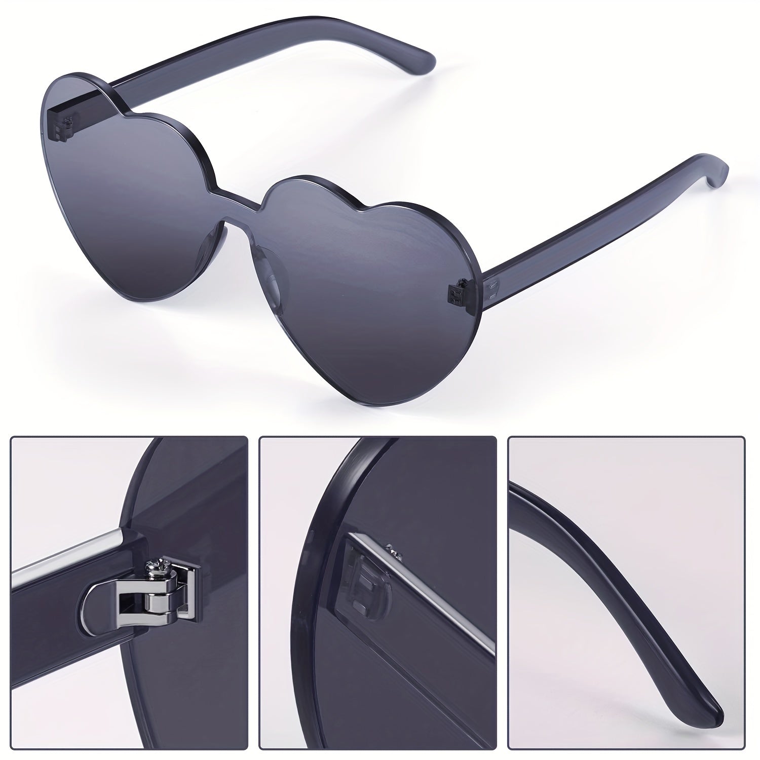 Heart Sunglasses For Women Men Jelly One piece Party Travel Sun Shades