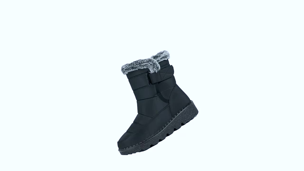 Women's Solid Snow Boots Fur Lined Platform Winter Boots
