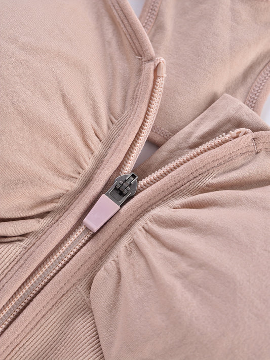Cut Out Zipper Sports Bra Breathable Push Up Shockproof Women's Underwear