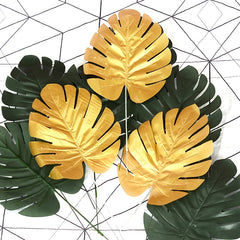 5pcs Artificial Leaf Simulation Golden Greenery Leaves for DIY Bouquets
