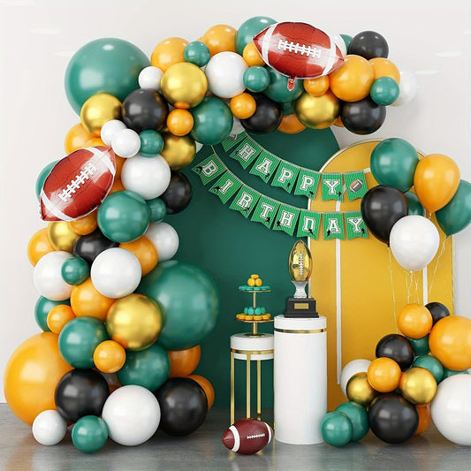 110pcs Rugby Balloons Arch Garland Kit Yellow Green Balloons