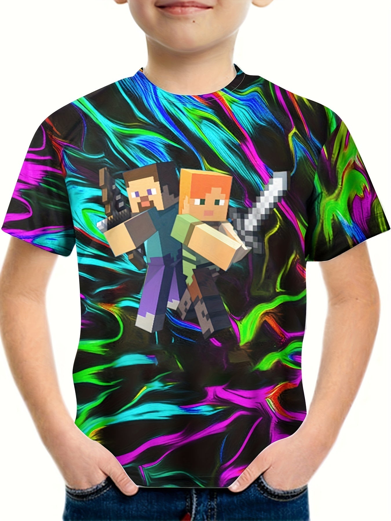 Funny 3D Print Tee Short Sleeve Street Wear Round Neck Shirt