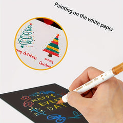 10pcs Metallic Glitter Marker Pens Dual Tip Brush And Fine Point Pens