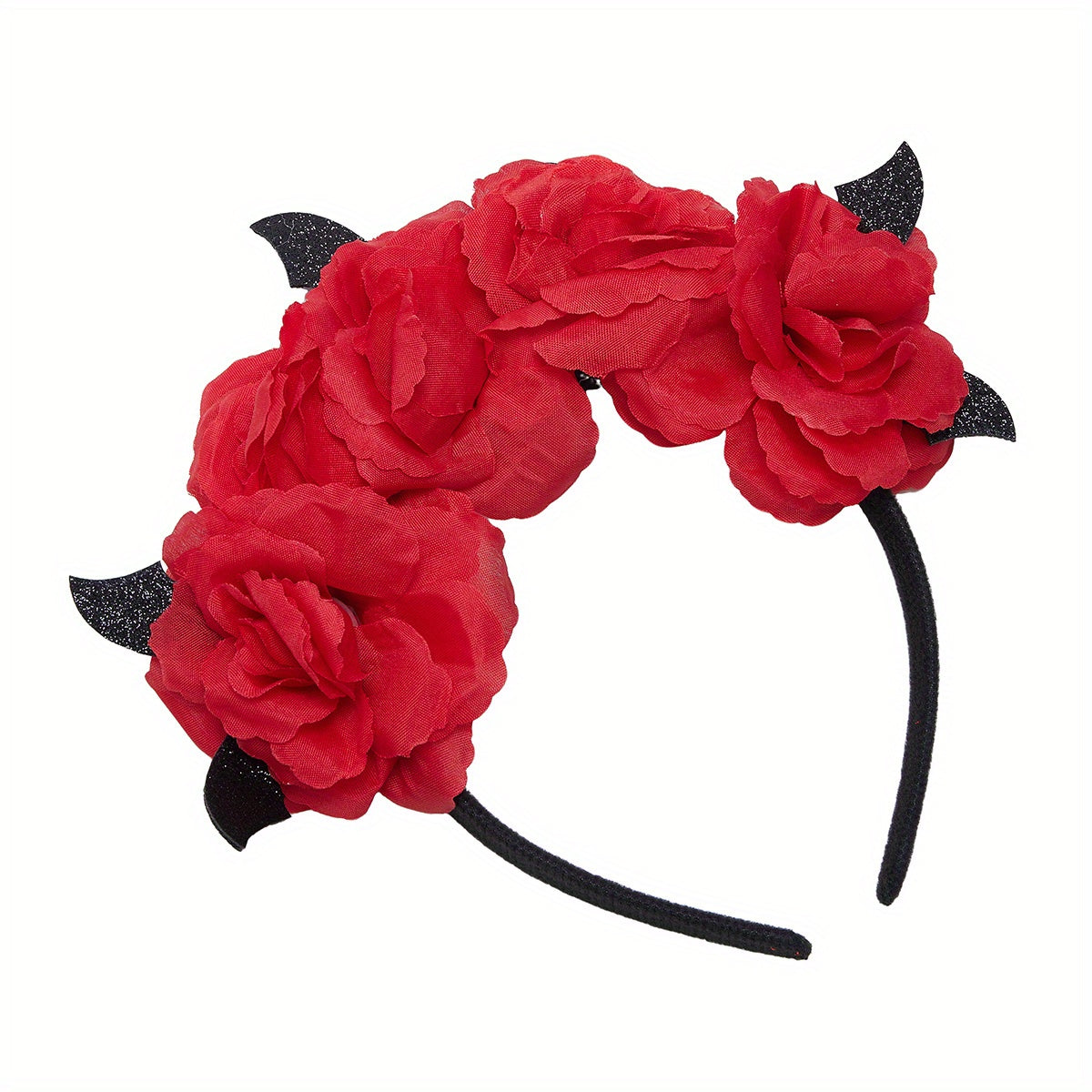 Floral Headband Red Roses & Greenery Hairband for Halloween Wedding Prom
