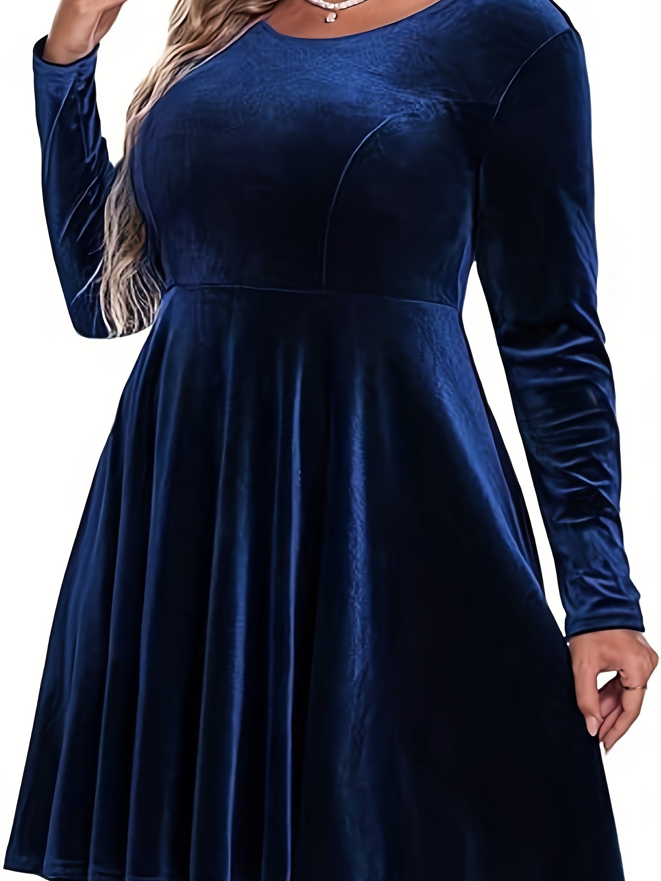 Women's Plus Velvet Long Sleeve Party Dress