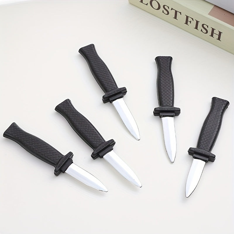 5pcs Retractable Plastic Knives Realistic Metal Blades & Textured Ha