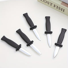 5pcs Retractable Plastic Knives Realistic Metal Blades & Textured Ha
