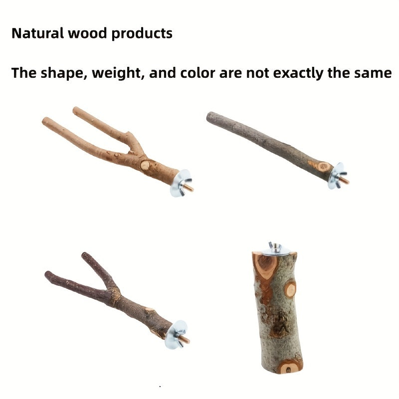 4 Pack Wood Bird Perch Parrot Stand Toys Hanging Platform Swing Toy