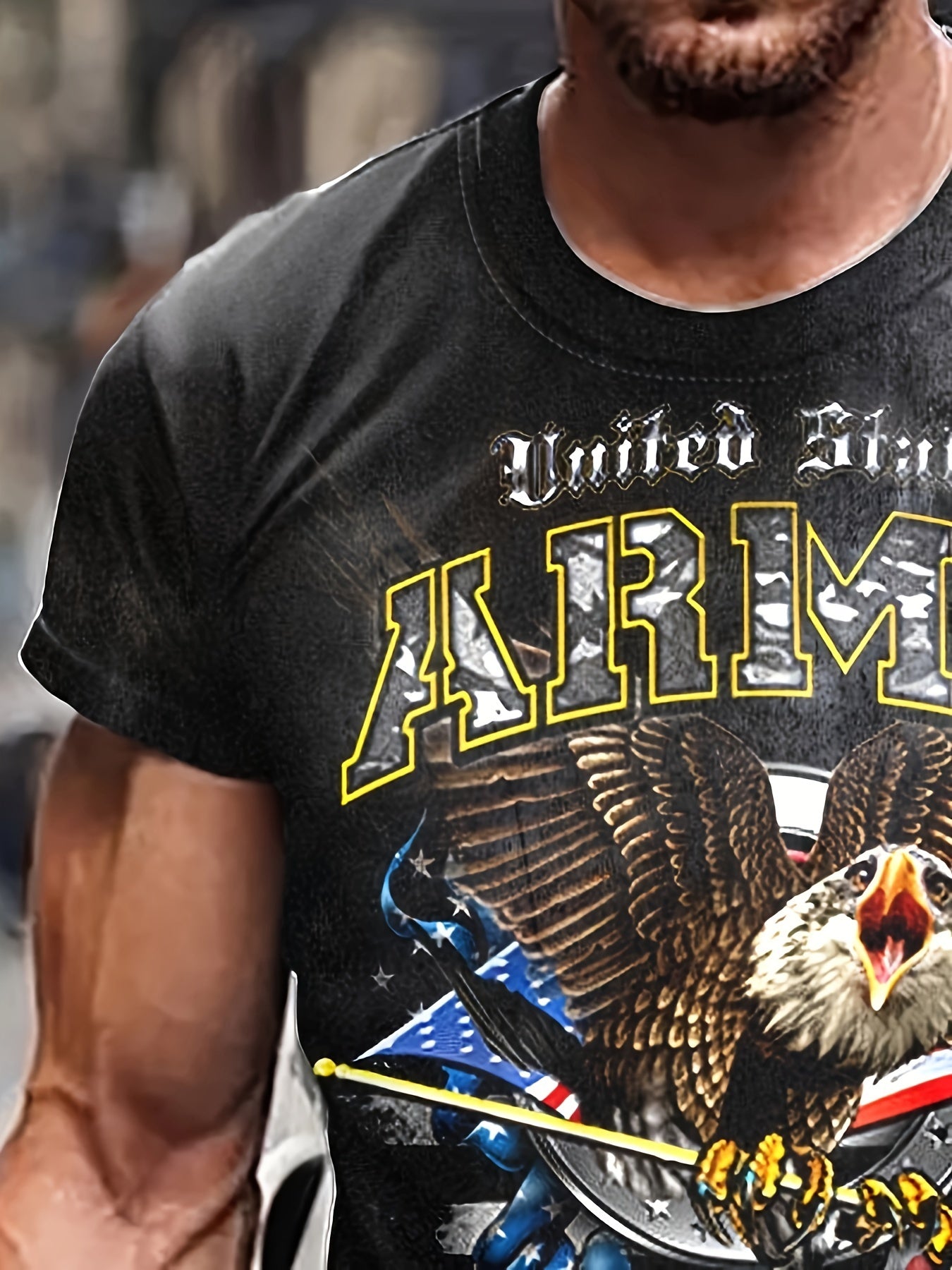 Men's Eagle Print Short Sleeve T-shirt Graphic Tee