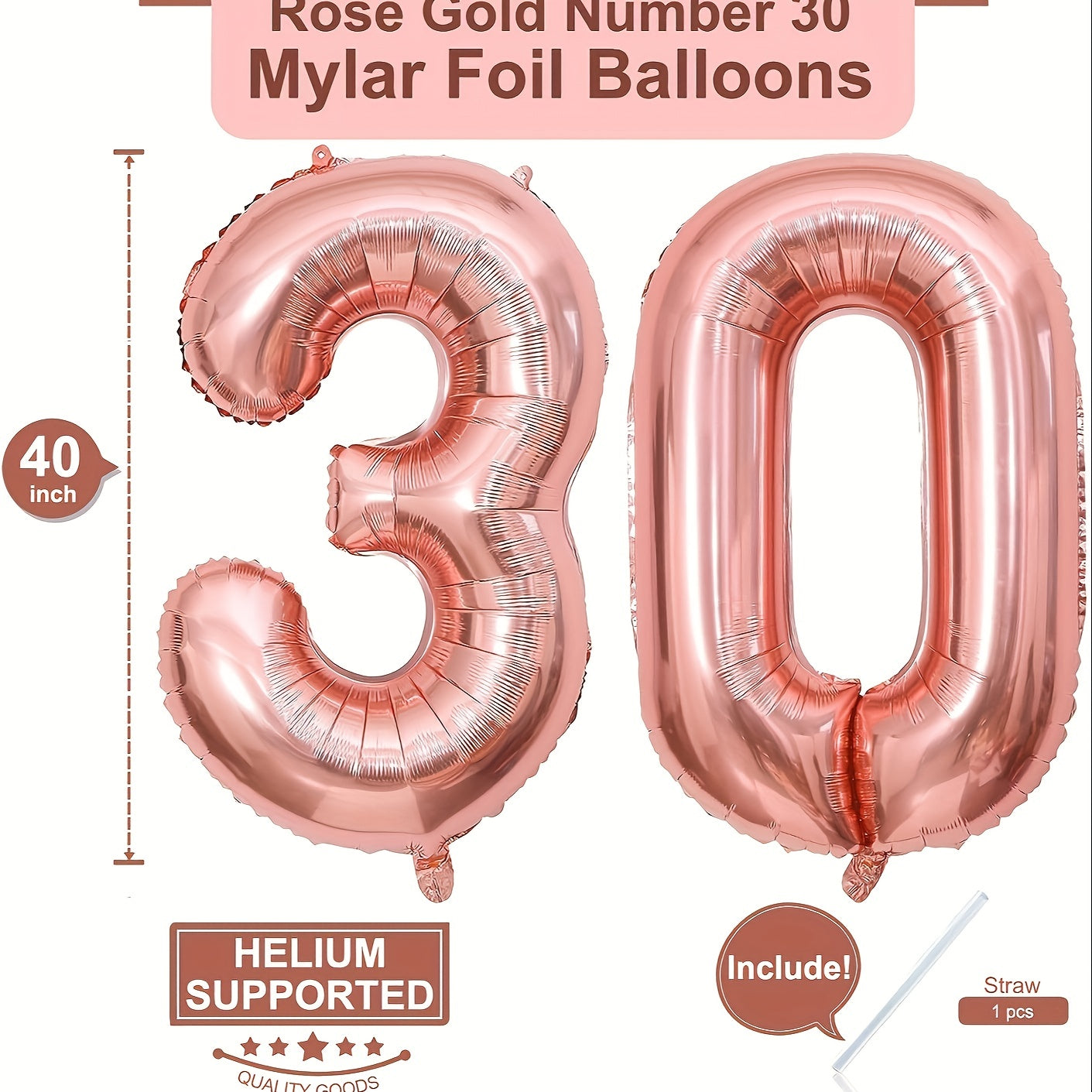 Rose Golden 16-60 Giant Foil Helium Birthday Balloon
