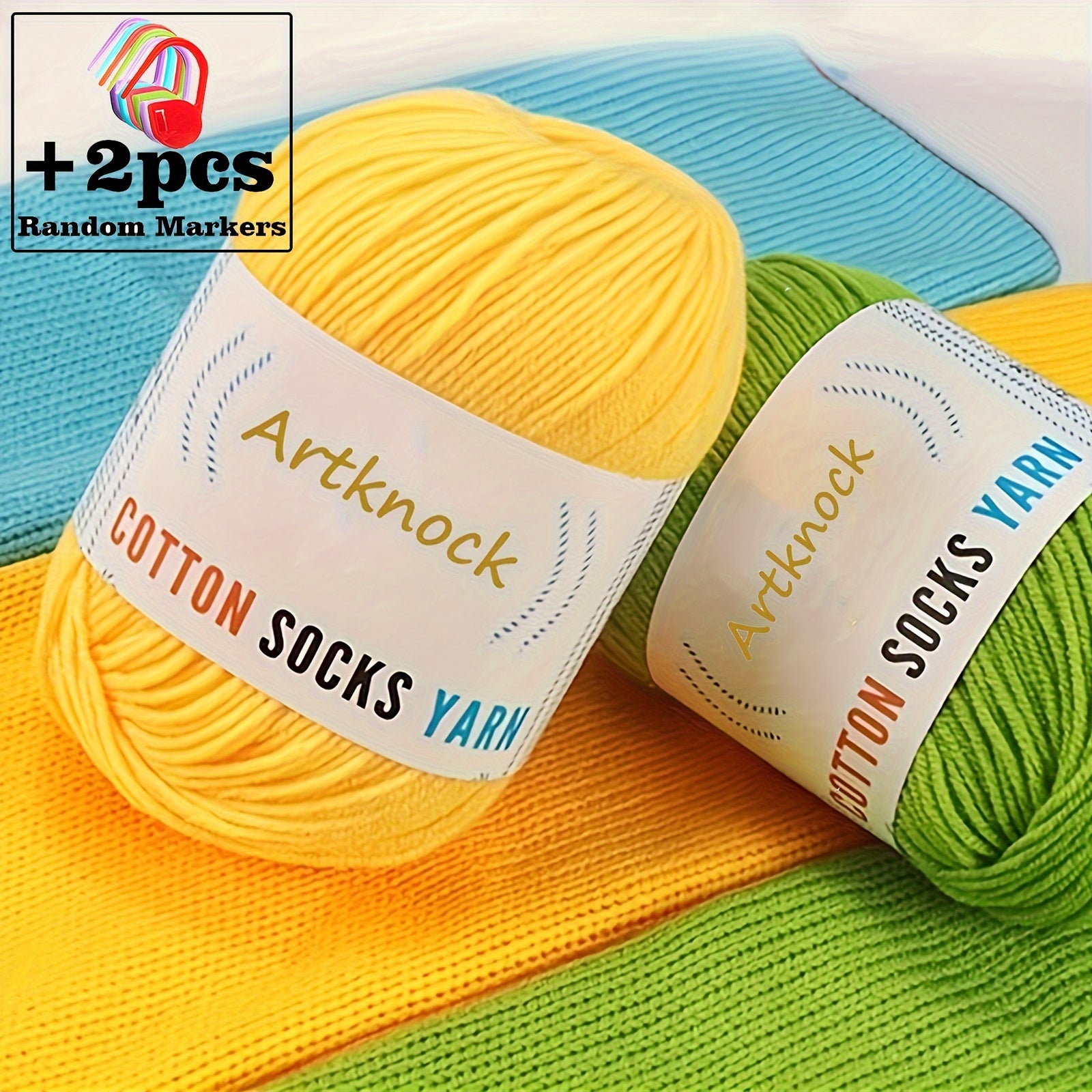 2pcs 50g Cotton Socks Yarn Hand Knitting Markers Crochet DIY Knitting Supplies