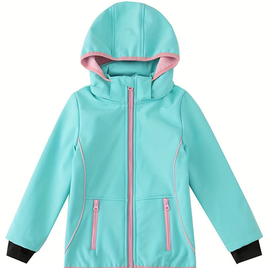 Girl's Soft Shell Hooded Jacket for Outdoor Adventures