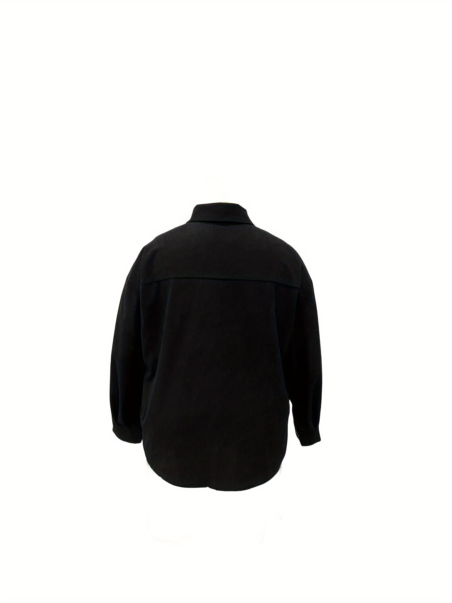  Corduroy Long Sleeve Button Up Collar Blouse
