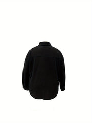  Corduroy Long Sleeve Button Up Collar Blouse