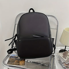 Minimalist Solid Backpack PU Leather Laptop Computer Backpack