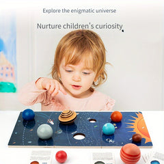 Wooden Solar System Model Board Planets Educational Learning Toy