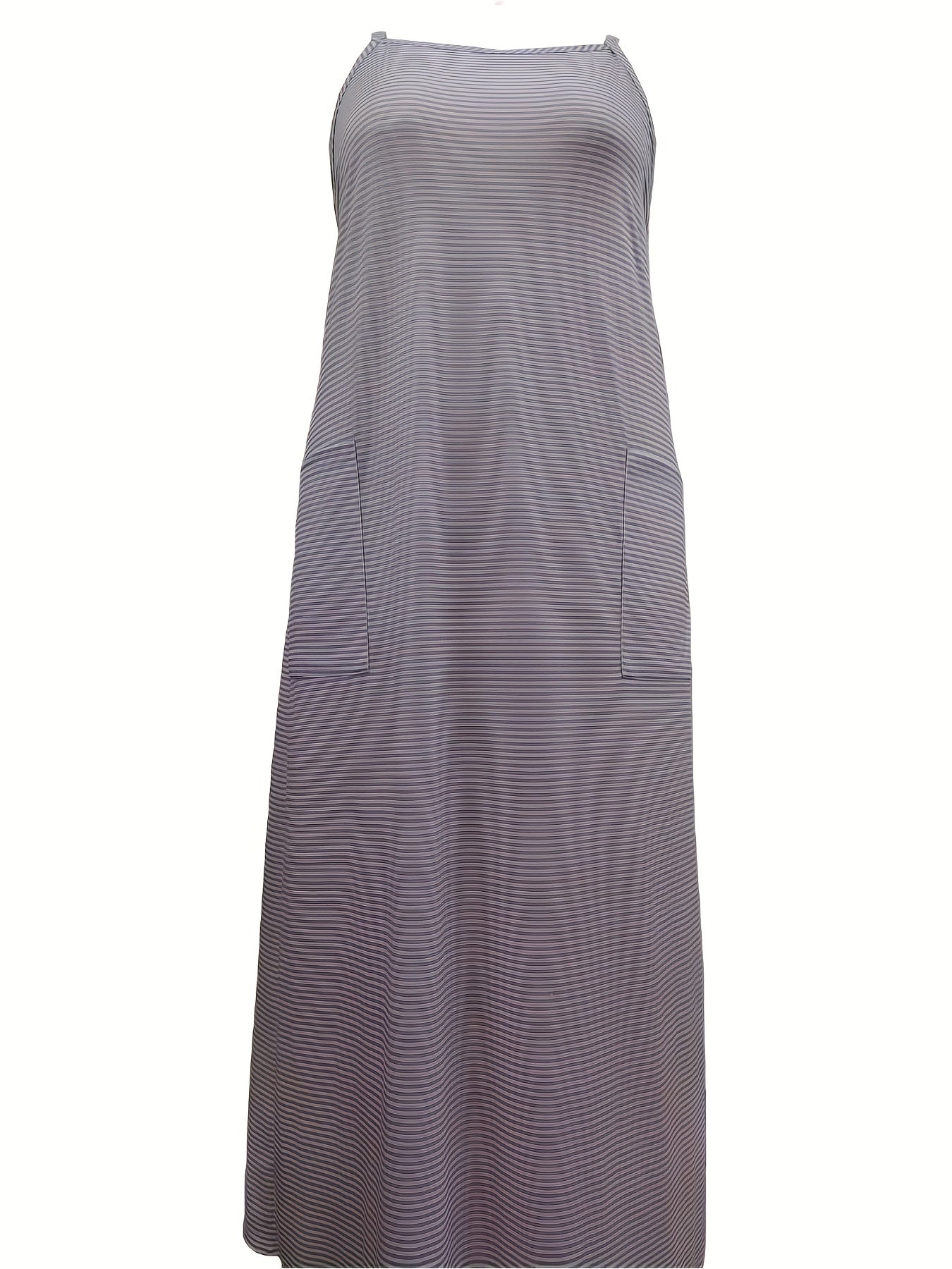 Women's Plus Stripe Print Round Neck Cami Dress