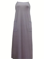 Women's Plus Stripe Print Round Neck Cami Dress