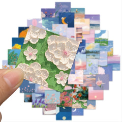 56 Pcs Scenic Paint Sticker Girls Wallet Decor Waterproof Sticker