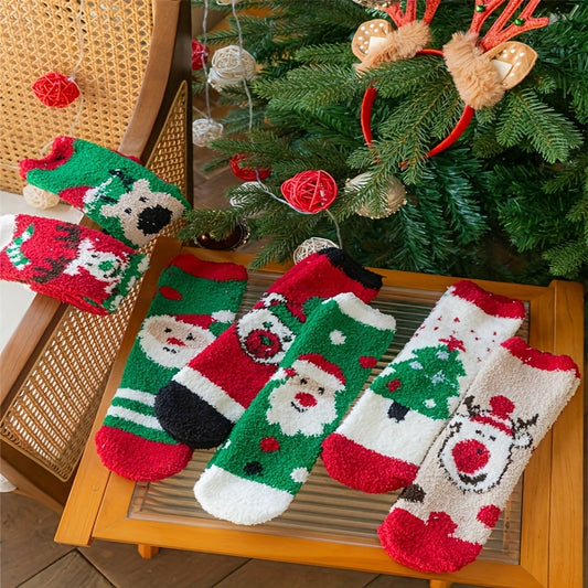 7 Pairs Christmas Socks Fuzzy & Comfy Women's Stockings