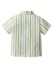 Boys Striped Shirt Preppy Style Summer Kids Clothes