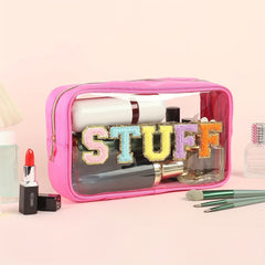 Large Clear Chenille Letters Makeup Bag for Travel