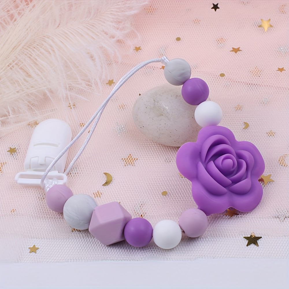 Rose Flower Pacifier Chain for Baby Teething & Anti Lost Strap