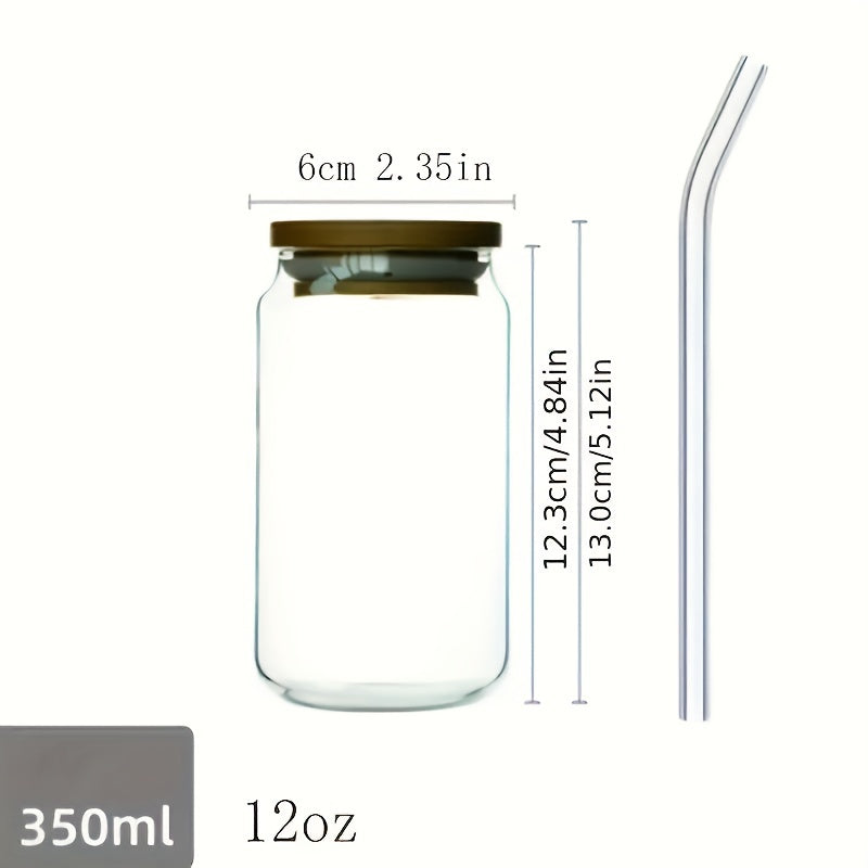 Clear Glass Cup With Bamboo Lid 12oz 20oz Can Beer Cup