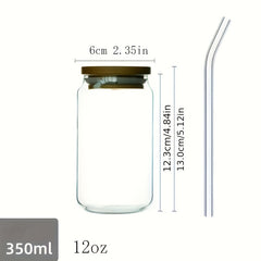 Clear Glass Cup With Bamboo Lid 12oz 20oz Can Beer Cup