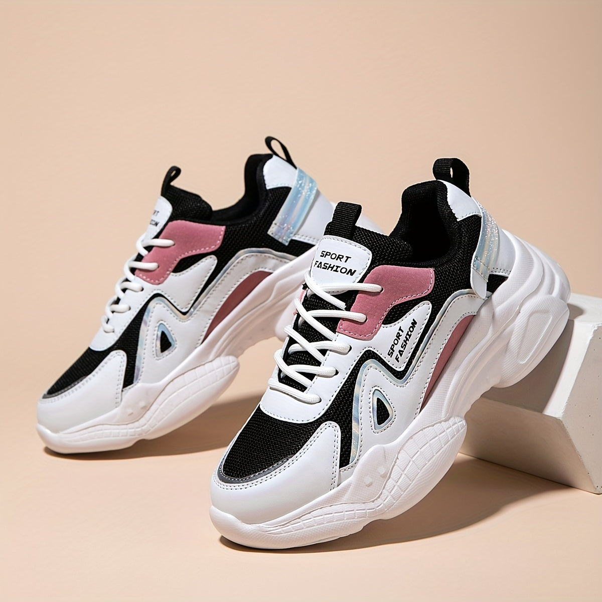 Women's Chunky Sneakers Faux Leather Casual Running Shoes