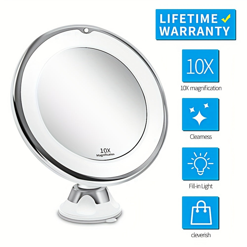 10X Magnifying Makeup Mirror With Lights 3 Lighting Bathroom Shower Mirror