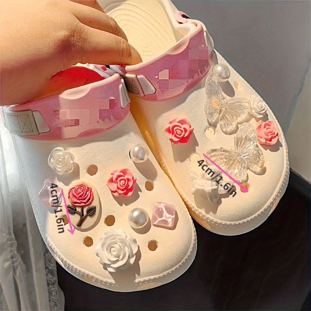 Baroque Style Shoe Charms Butterfly Pearl Flower Accessories