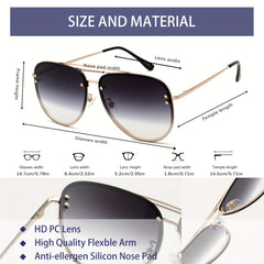 OUWEN Oversized Aviator Sunglasses Women Gradient Lens UV Prote