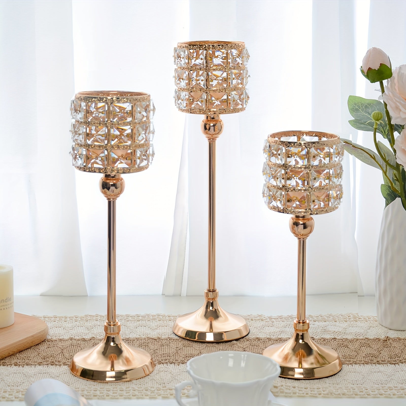 Crystal Candle Holders for Table Centerpieces, Home Decor, Wedding Party