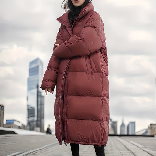 Long Puffer Jacket Winter Warm Stand Collar Activewear