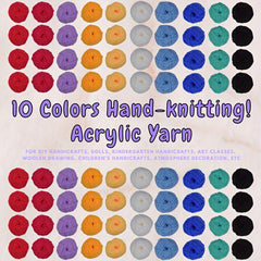 10pcs Solid Yarn In 10 Colors For Knitting Crocheting Weaving 25g