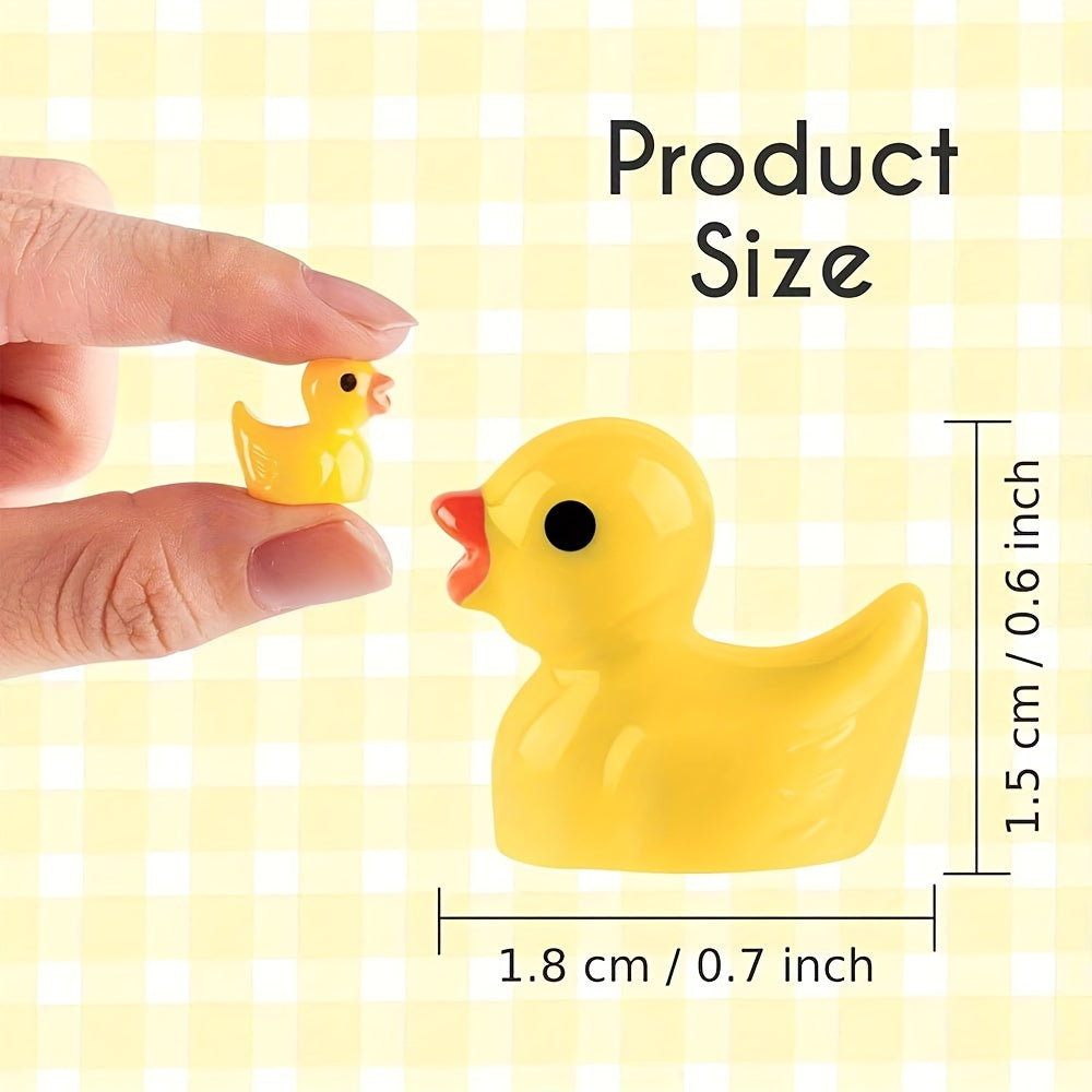 100pcs Yellow Duck Figurines Resin Home Decor Small Ducklings