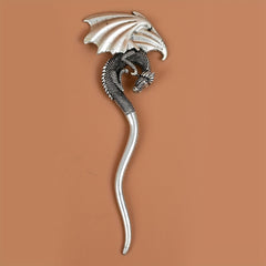 Silvery Dragon Hairpin Viking Style Hair Stick Ponytail Holder Vintage Hair Pin